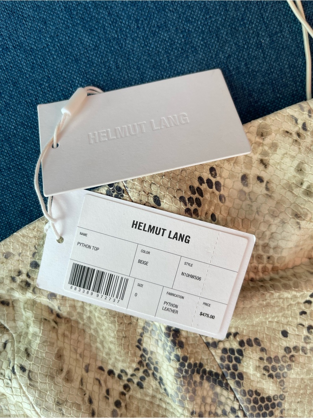 Helmut Lang Python-Embossed Leather Top - Picture 2 of 2